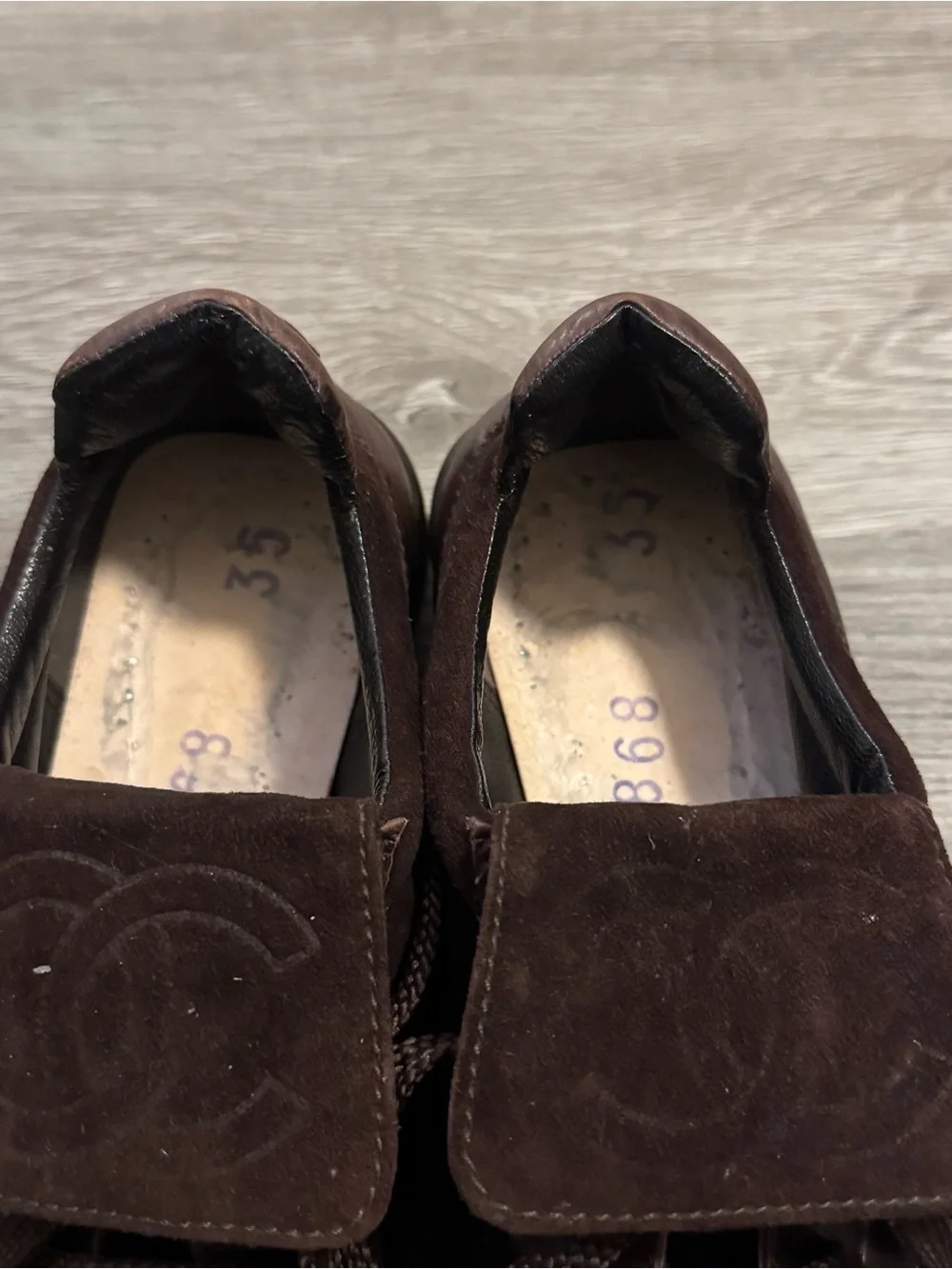 CHANEL Brown Suede Leather Lace-Up Sneakers Logo Accents Men EU 35